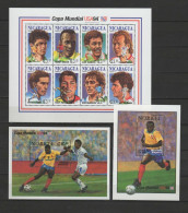 Nicaragua 1994 Football Soccer World Cup Sheetlet + 2 S/s MNH - 1994 – USA