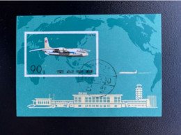 NORTH KOREA 1974 AIRPLANE USED/CTO MI BL 12 - Corea Del Nord
