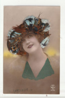 CP FEMME PORTRAIT Chapeau Avec Vraie Plumes - Femmes