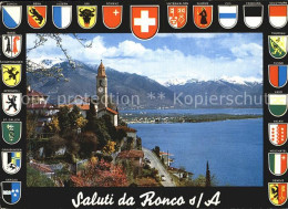 12542640 Ronco Sopra Ascona Wappenkarte Panorama Ronco Sopra Ascona - Autres & Non Classés