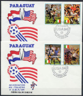 Paraguay 1991 Football Soccer World Cup 4 Stamps With Silver Overprint On 2 FDC - 1994 – Vereinigte Staaten