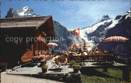 12530610 Grindelwald-Bort Huetten Terrasse Grindelwaldgletscher Schreckhoerner G - Autres & Non Classés