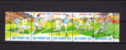 San Marino 1994 Football Soccer World Cup, Set Of 5 MNH - 1994 – Vereinigte Staaten