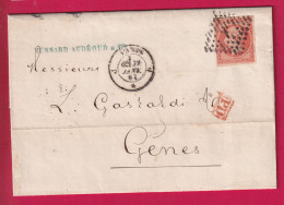 N°16 TTB PARIS BUREAU J POUR GENES GENOVA ITALIE ITALIA 1861 LETTRE - 1849-1876: Periodo Classico