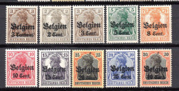 Belgique 1914,1916  Occupation Allemande Neufs*  N°1,10à14,16à19   0,30 €    (cote 2,40 €, 10 Valeurs) - OC1/25 Gouvernement Général