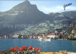 12515902 Gersau Vierwaldstaettersee Panorama Fahrgastschiff Kirche Gersau - Sonstige & Ohne Zuordnung