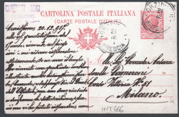 CARTOLINA COMMERCIALE SPEDITA DA  ORZINUOVI A MILANO NEL 1917 - TIMBRO CAMERONI LUIGI (INT668) - Entero Postal