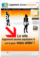 REGION AQUITAINE Logement Jeunes Aquitaine Besoin D Un Logement 5(scan Recto-verso) MB2319 - Publicité