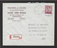 OCB 1072 Boudewijn Marchand 8,50fr. Op Aangetekende Brief Van JEMAPPES Naar MONS - 1953-1972 Glasses