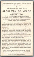 Bidprentje Kallo - Van De Velde Alois (1884-1949) - Devotion Images