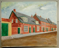 Rangée De Maisons Le Long De La Rue/ Row Of Houses Along The Street, J. Bock - Olieverf