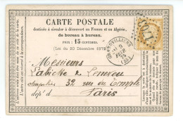 CARTE POSTALE PRECURSEUR Commande Du Chapelier THOREL PERRIN De GRANDVILLIERS Pour LABICHE & LENEVEU à PARIS Année 1875 - Grandvilliers