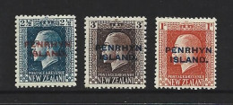 Penrhyn Island 1917 - 1920 Overprints On KGV Perf. 14 X 13.5 Part Set Of 3 FM - Penrhyn