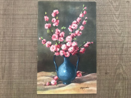 Vase Fleurs Roses I. Chauvie - Fiori