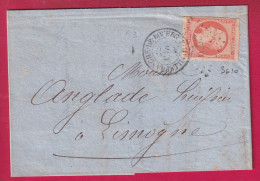 N°16 ORANGE SUR PAILLE TTB PC 3610 VILLEFRANCHE DE ROUEGUE AVEYRON POUR LIMOGNE LOT LETTRE - 1849-1876: Classic Period