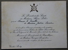 Invitation Garden Party Palais Du Petit-Luxembourg, Président Sénat Alain Poher Et Président République Pompidou, 1973 - Collections