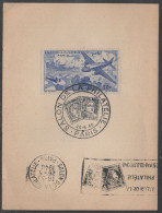 ERINNOPHILIE - SALON DE LA PHILATELIE PARIS / 1946 VIGNETTE & OBLITERATION SUR DOCUMENT  (ref 8283) - Briefmarkenmessen