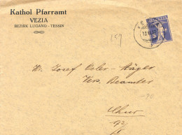 Mail Von Vezia 1927  - Kathol Pfarrant Vezia Bezirk Lugano Tessin -Tellknabe 157 - Marcofilia