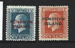 Penrhyn Island 1917 - 1920 Overprints On KGV Perf. 14 X 13.5 2&1/2d & 1/- Values FM - Penrhyn