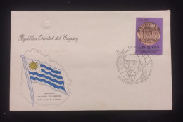 D)1976, URUGUAY, FIRST DAY COVER, ISSUE, 250TH ANNIVERSARY OF THE FOUNDATION OF MONTEVIDEO, COIN WITH CITY COAT, FDC - Uruguay