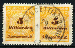 D-REICH INFLA Nr 327BP Zentrisch Gestempelt WAAGR PAAR X6B6996 - Used Stamps