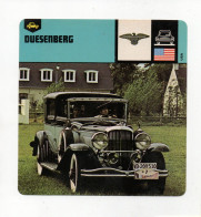 FICHE AUTOMOBILE - DUESENBERG - Auto's