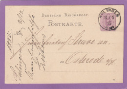 GANZSACHE MIT STEMPEL " SULINGEN ". - Cartes Postales