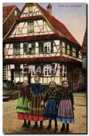 CPA Folklore Alsace Enfants - Women