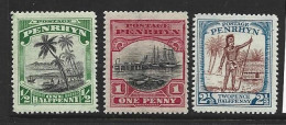 Penrhyn Island 1927 - 1929 Later Issued Scenes Definitives Set Of 3 MLH - Penrhyn