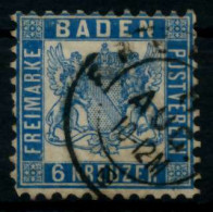 BADEN AUSGABEN VON 1862 - 1866 Nr 19b Gestempelt Gepr. X744992 - Oblitérés