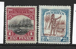 Penrhyn Island 1927 - 1929 Later Issued Scenes Definitives Part Set 2 MLH - Penrhyn