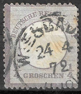 GERMAN EMPIRE GERMANY 1872 Mi.1, Eagle "small Shield"  1/4gr Violet Cat. €120. CANCEL WIESBADEN WITH DATE 24/4/1872 - Gebruikt