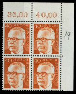 BRD DS HEINEM Nr 639 Postfrisch VIERERBLOCK ECKE-ORE X74B712 - Unused Stamps