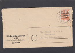 STEIGERBRAUEREI A.G., ERFURT.BRIEF AN DIE BECK BRAUEREI IN BISCHOFSHEIM,1948. - Briefe U. Dokumente