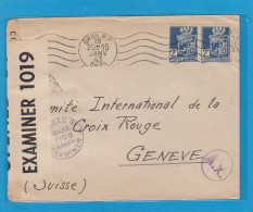 LETTRE D'ORAN POUR GENEVE,OUVERTE PAR LA CENSURE US ET FRANCAISE,CACHET DE CENSURE ALLEMAND "A.x.". - Cartas & Documentos