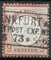 GERMAN EMPIRE GERMANY Germany 1872 9kr Large Shield Mi 27b Certificate CV 650 LILAC BROWN CANCEL FRANKFURT - Used Stamps