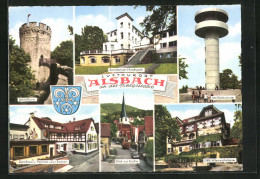 AK Alsbach, Sanatorium Hirschpark, Melibokusturm, DRK-Altenwohnheim, Gasthaus Zur Sonne, Schlossturm  - Sonstige & Ohne Zuordnung