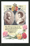 AK Erinnerung An Die Silberne Hochzeit Des Württembergischen Königspaares 1911  - Familles Royales