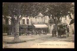 34 - CAPESTANG - PLACE DE LA LIBERTE - CAFE DE FRANCE - AUTOCAR - DILIGENCE - Capestang