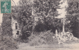 Saint Brice (53 Mayenne) Les Ruines Et Le Calvaire Circulée Du Cachet Perlé 1909 Rare - Autres & Non Classés