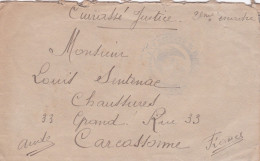 Guerre 14-18 --lettre En F.M Du Cuirassé JUSTICE  Pour CARCASSONNE-11--Cachet - WW I