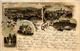 Gruss Aus Greiz - Litho 1897 - Bahnpost Stempel - Greiz