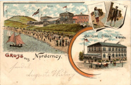 Gruss Aus Norderney - Central Hotel - Litho - Norderney