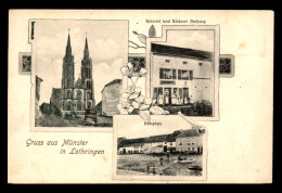 57 - MUNSTER +- KIRCHE - SPEZEREI UND BACKEREI ANTHONY - DOMPLATZ - CARTE 3 VUES - Altri & Non Classificati