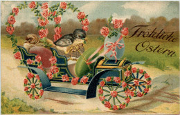 Ostern - Auto Car - Prägekarte - Pascua