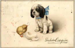 Ostern - Hund Mit Kücken - Pâques