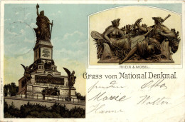 Gruss Vom National Denkmal Rüdesheim - Litho - Rüdesheim A. Rh.