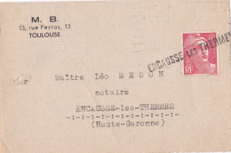 Lettre De TOULOUSE-31 Pour ENCAUSSE LES THERMES-31...type Marianne Gandon...belle Griffe Linéaire"ENCAUSSE LES THERMES" - 1921-1960: Période Moderne