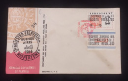 D)1966, URUGUAY, FIRST DAY COVER, ISSUE, CENTENARY OF THE RESEALED "ESCUDITO" STAMP, SECOND DAYS, FDC - Uruguay