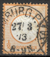 GERMAN EMPIRE GERMANY  1872 1/2g Violet LARGE SHIELD Mi #18 Orange - Used Stamps